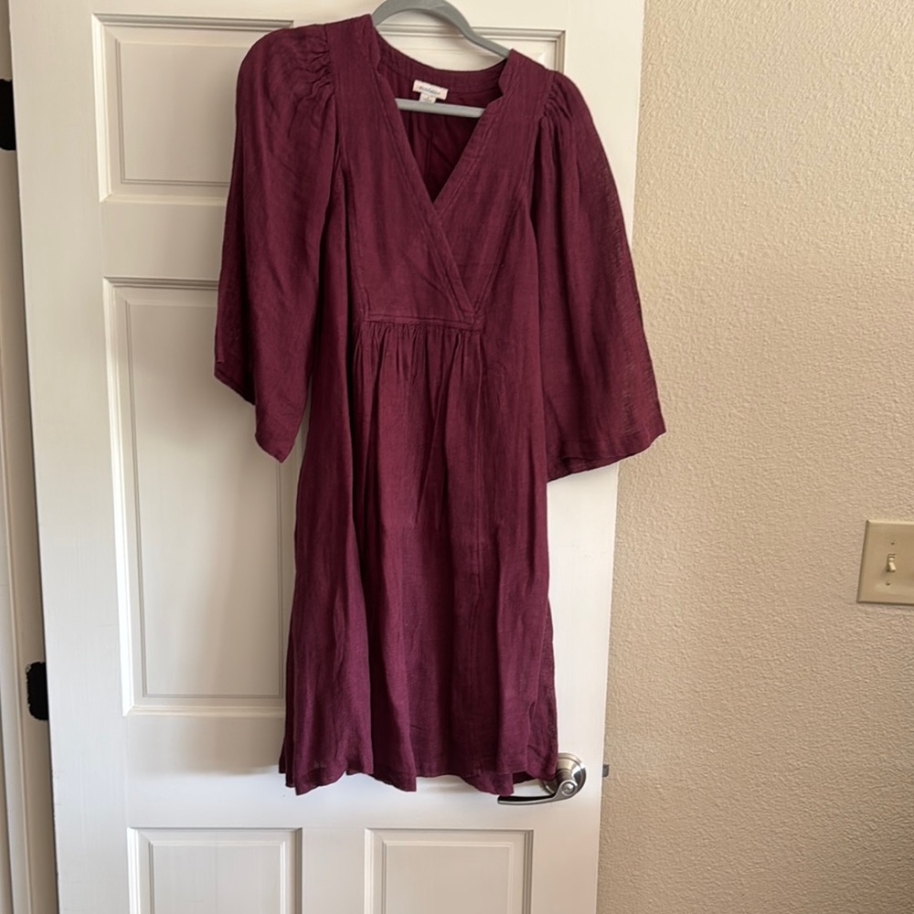 Sundance Red Pleated V-Neck Sundress